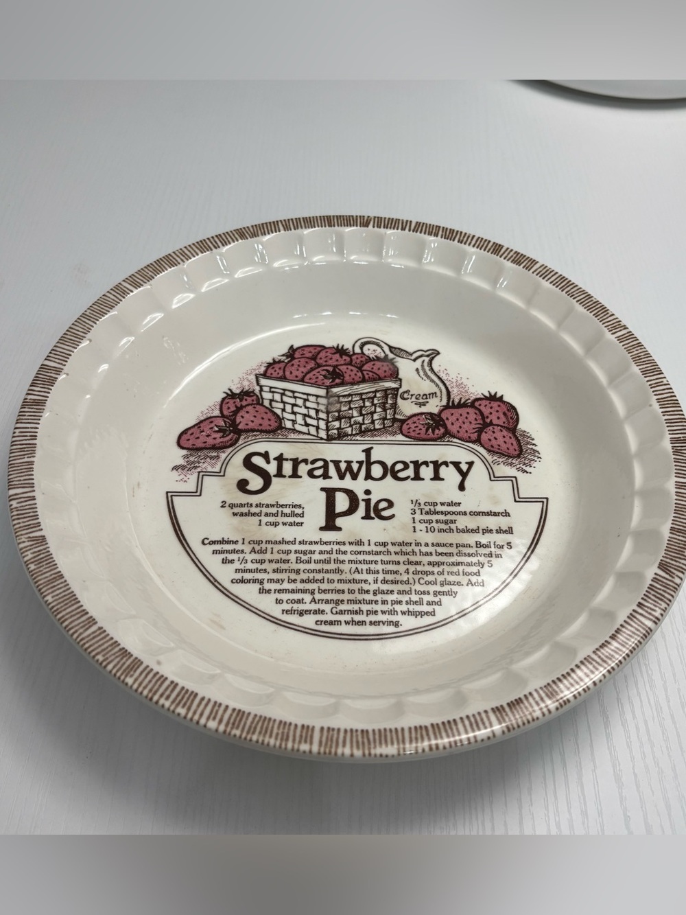 Vintage Royal China Jeannette Strawberry Pie Recipe Plate